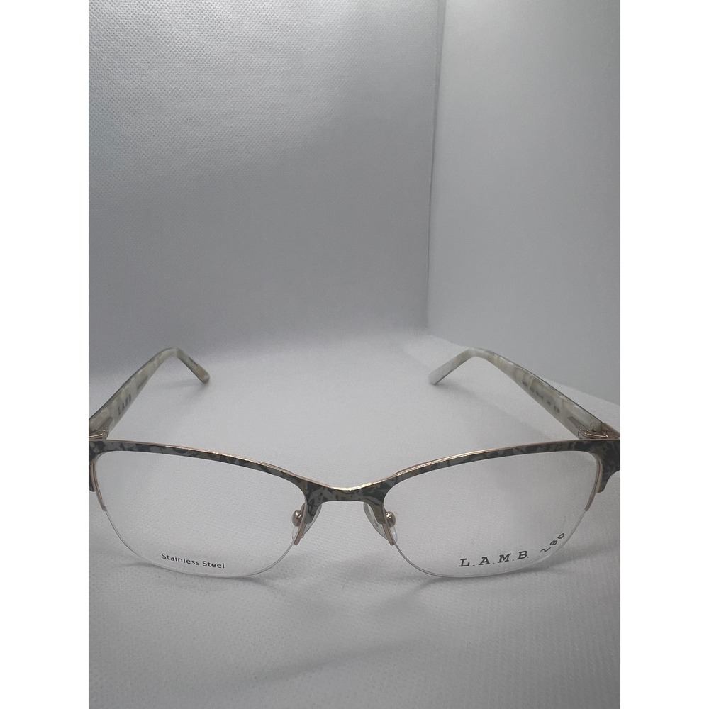 L.A.M.B. LA091 Designer Eyeglasses‎ Frames Gold Stainless Steel Unique Pattern